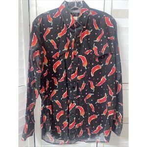 Ruddock Bros Vintage Shirt Long Sleeve Button Cowboy Western Chile Pepper Medium